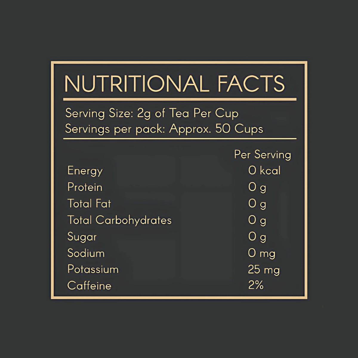 Ceylon black tea nutrition info