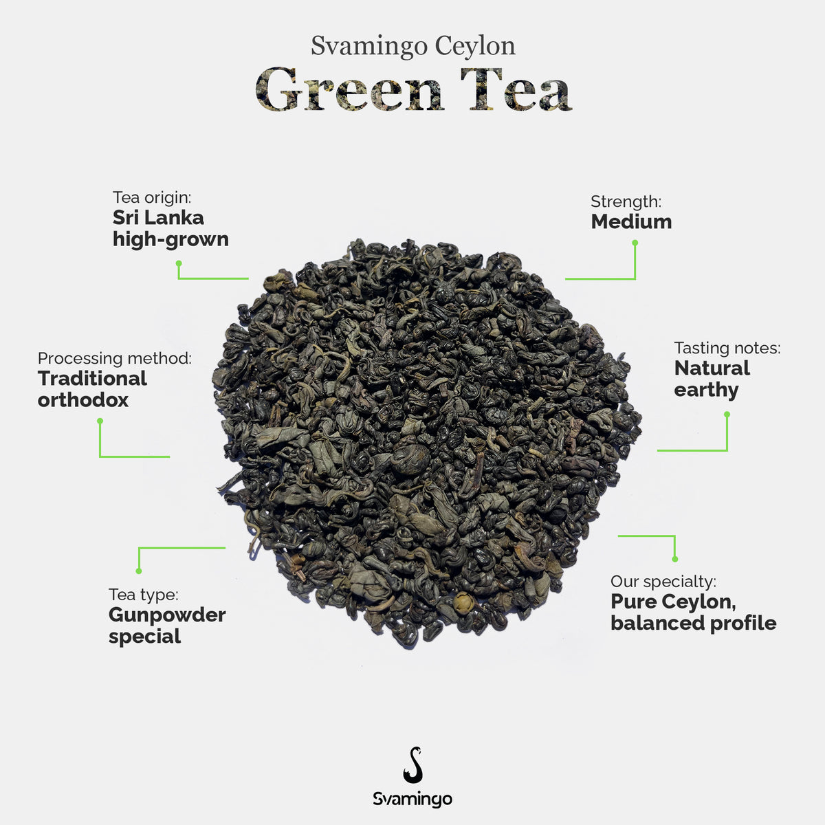Svamingo Ceylon green tea information