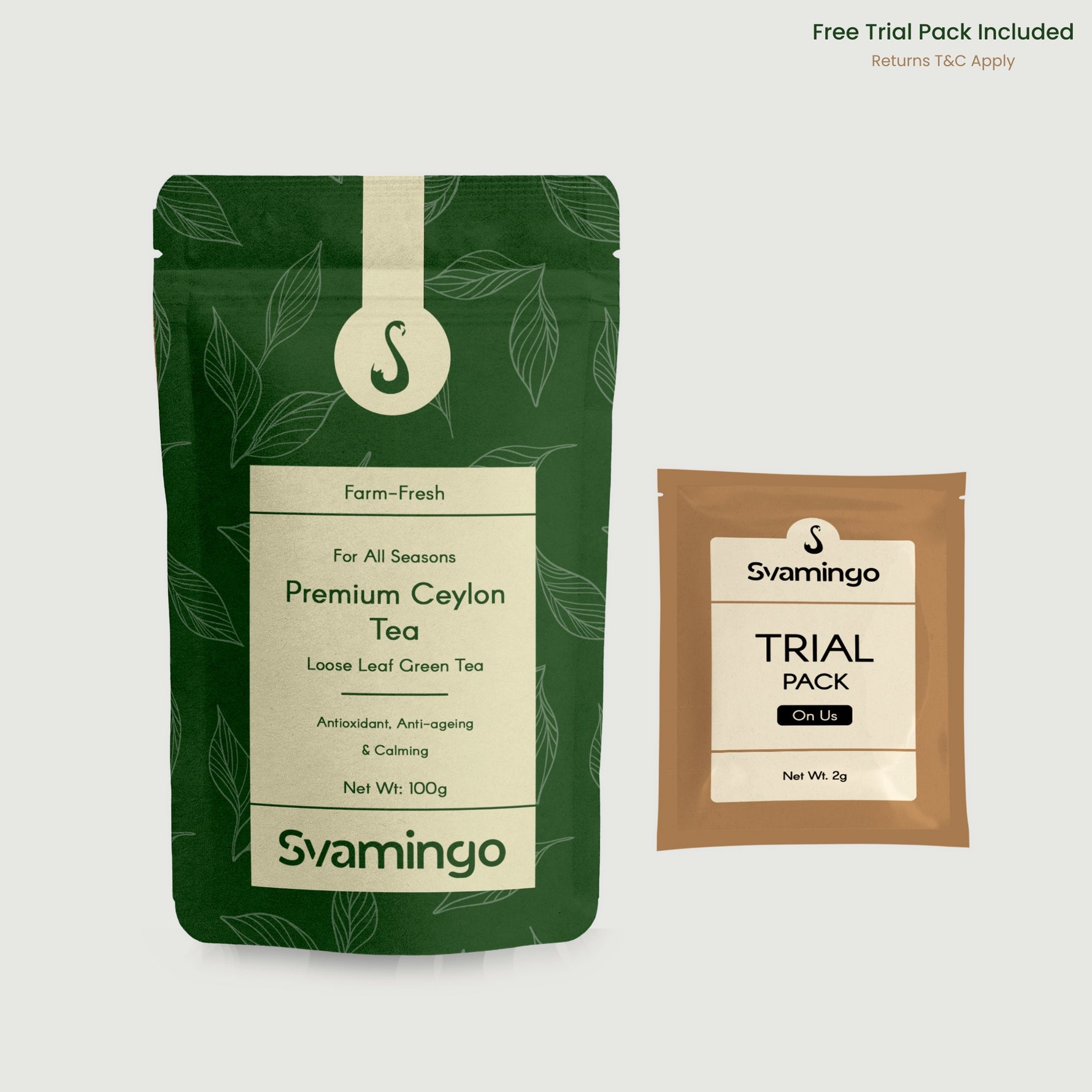 Ceylon green tea pouch with free trial pack
