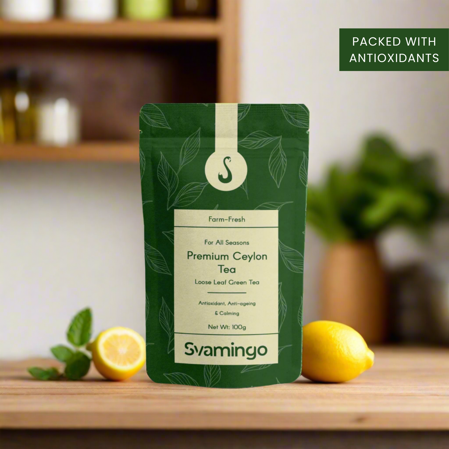 Antioxidant rich ceylon green tea from Svamingo