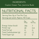 Nutritional facts label for jasmine green tea from svamingo