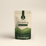 Darjeeling black tea package from svamingo on beige background