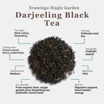 svamingo darjeeling black tea attributes including tea origin, tea type, tasting notes, caffeine level