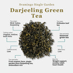 svamingo darjeeling green tea attributes including tea origin, tea type, tasting notes, caffeine level