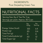 Nutritional facts label for Pure Darjeeling Green Tea from svamingo