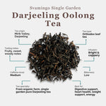 tea attributes of darjeeling oolong tea from svamingo including tea origin, tea type, tasting notes, caffeine level